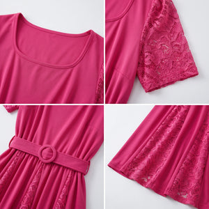 Lace Panel Midi Dress WHD0605531-LF2519