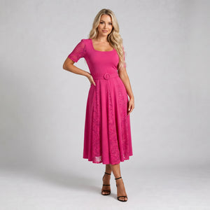 Lace Panel Midi Dress WHD0605531-LF2519