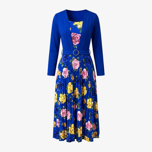 Floral Pleated Belted Midi Dress WHD0605532-LF2502