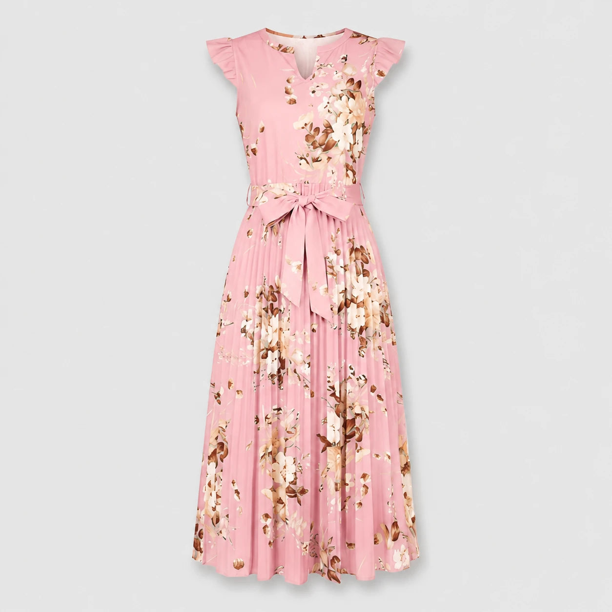 Floral Tie-Waist Midi Dress WHD0605533-LF2318