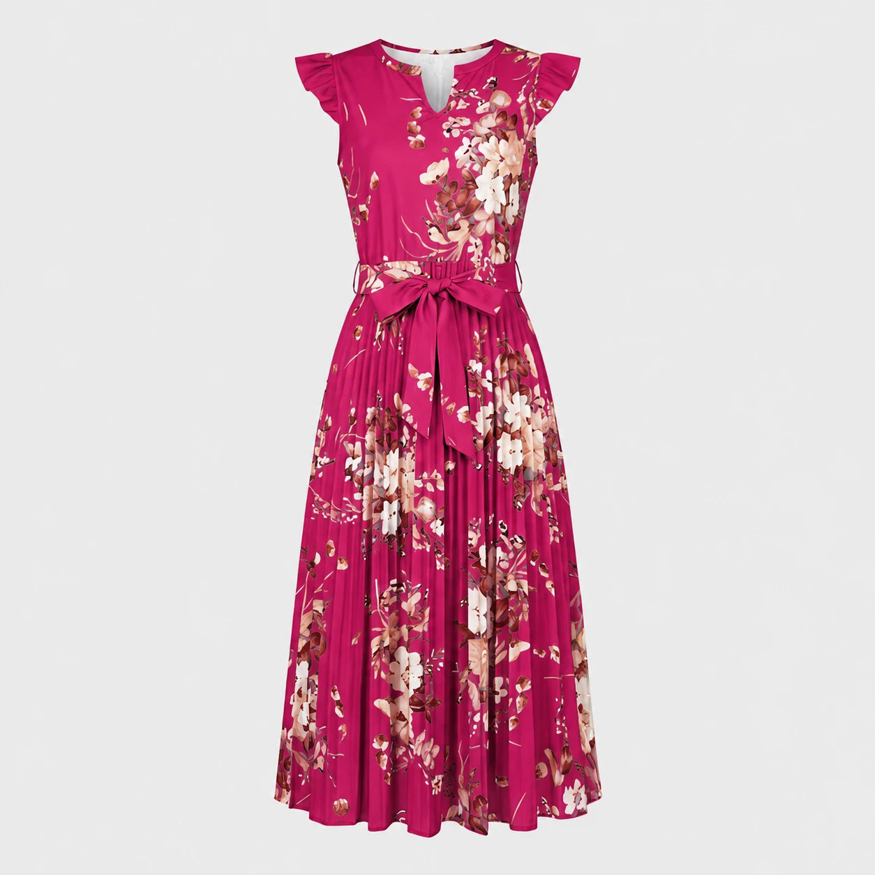 Floral Tie-Waist Midi Dress WHD0605533-LF2318