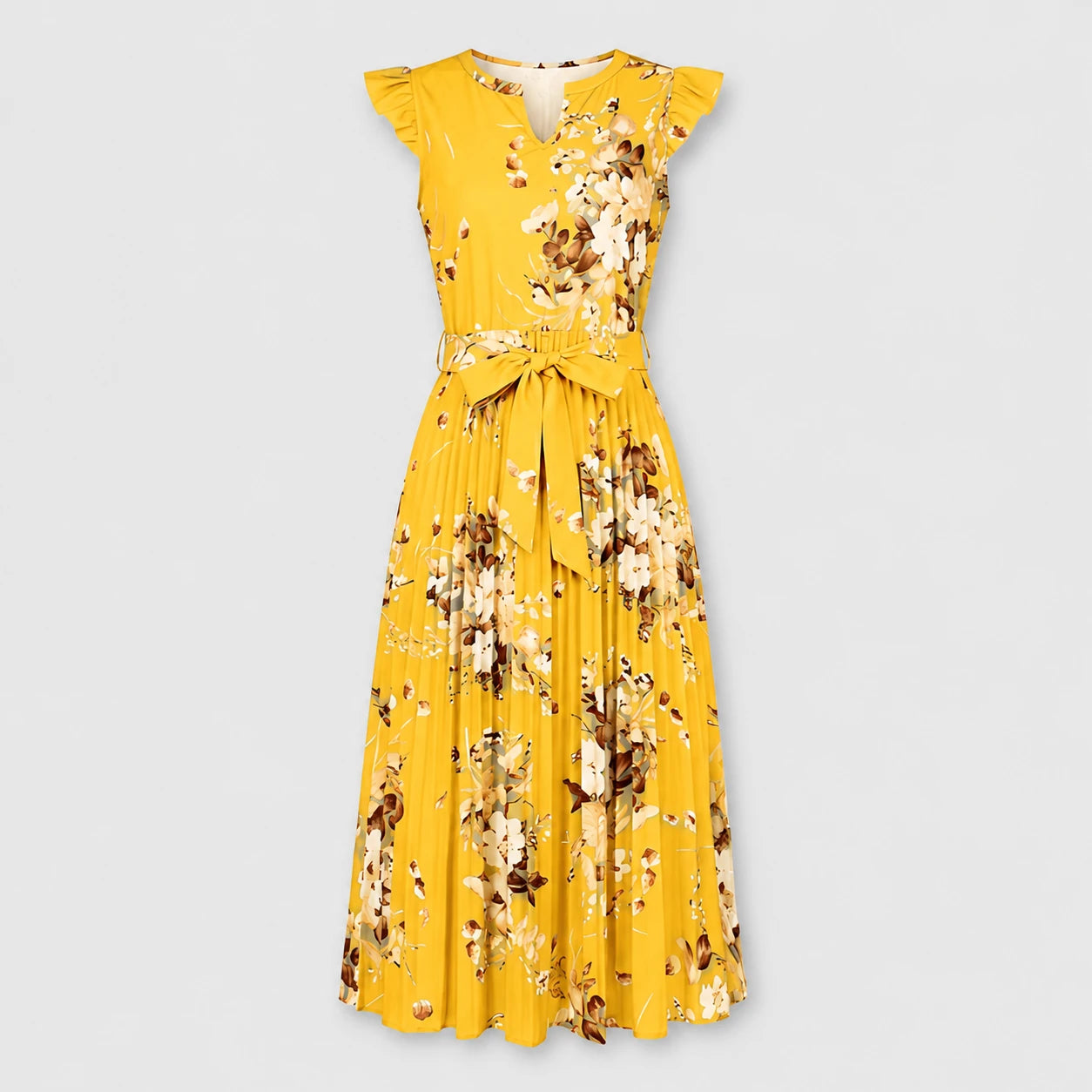 Floral Tie-Waist Midi Dress WHD0605533-LF2318