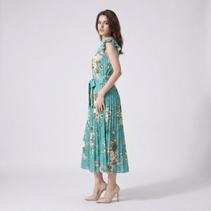 Floral Tie-Waist Midi Dress WHD0605533-LF2318