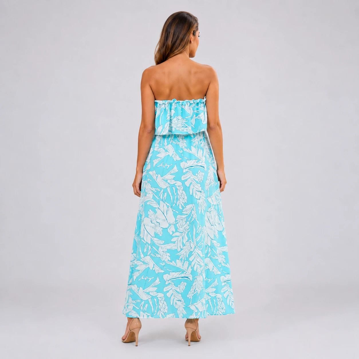 Tropical Ruffle Maxi Dress WHD0606001