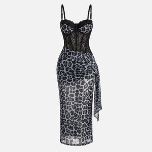 Leopard Lace Corset Maxi Dress WHD0606004