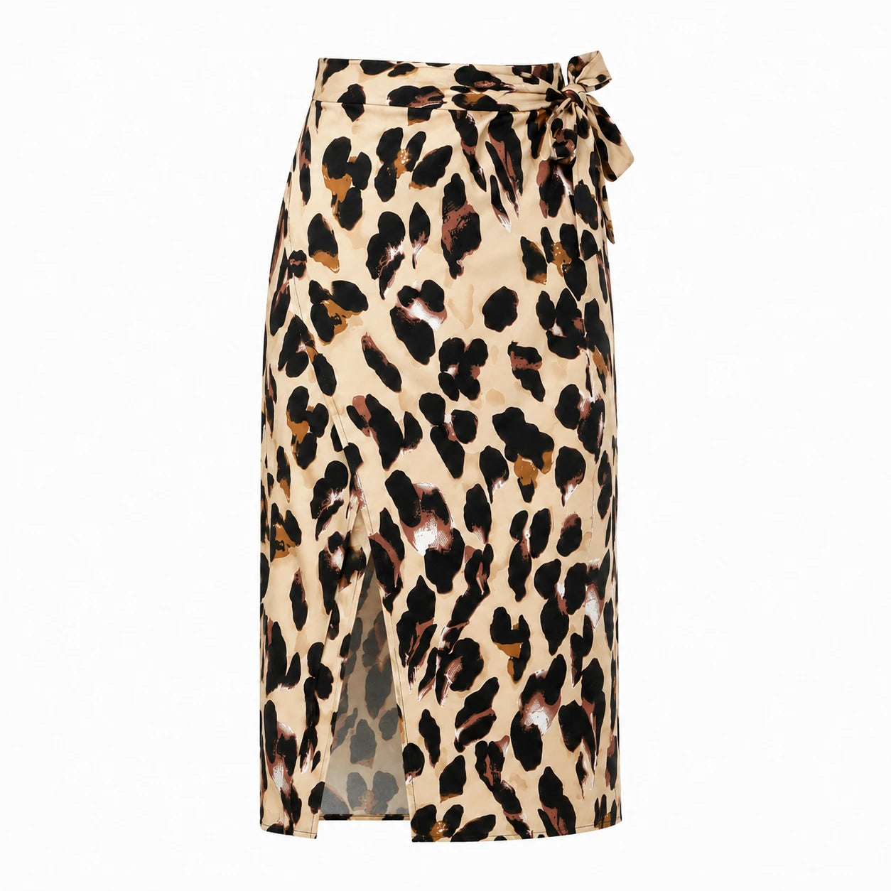 Leopard Tie-Waist Midi Skirt WHD0606005