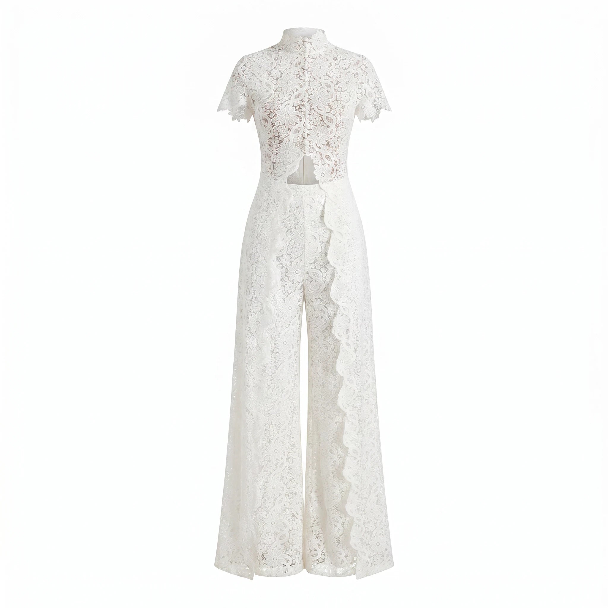 White Lace Wide Leg Set WHD0606006