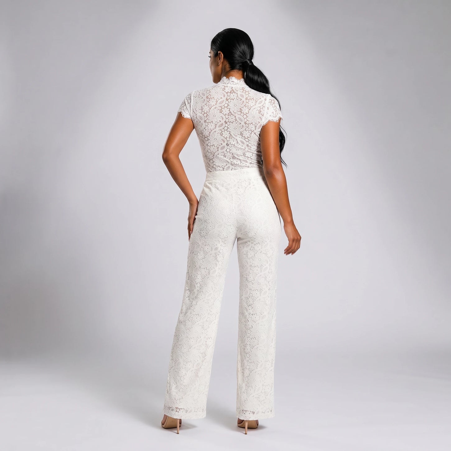 White Lace Wide Leg Set WHD0606006