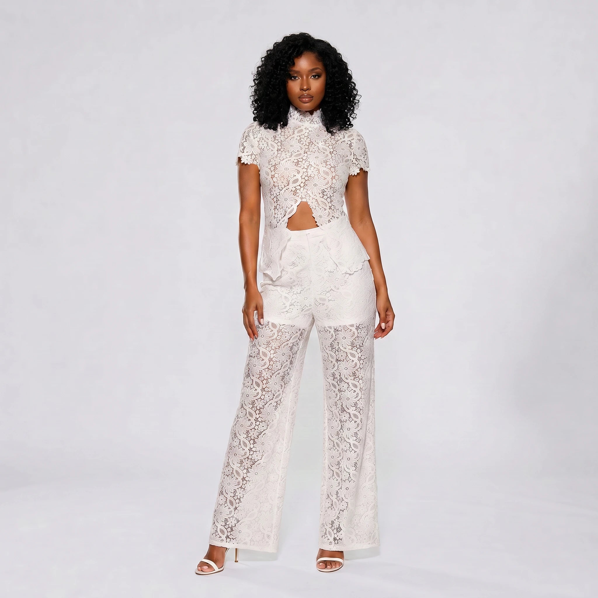 White Lace Wide Leg Set WHD0606006