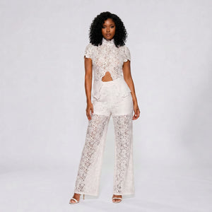 White Lace Wide Leg Set WHD0606006
