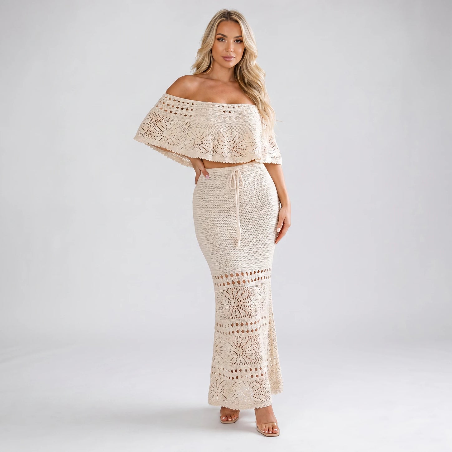 Ivory Crochet Skirt Set WHD0606007