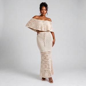 Ivory Crochet Skirt Set WHD0606007
