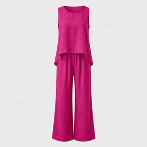 Crochet Back Wide Leg Set WHD0606008