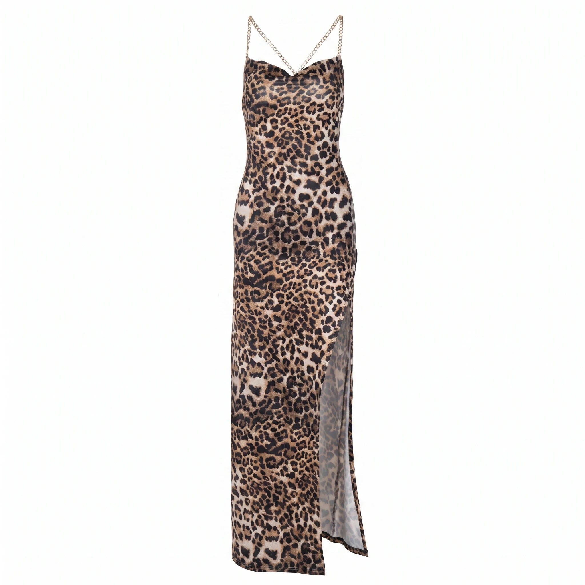 Leopard Chain Strap Maxi Dress WHD0606012
