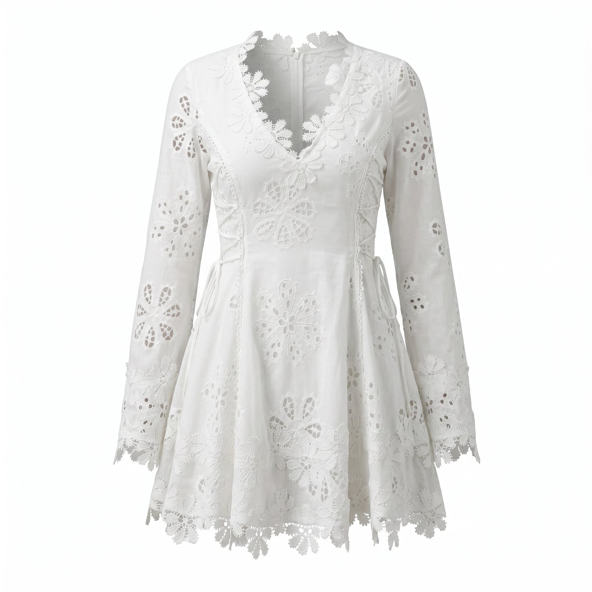 White Eyelet Lace Mini Dress WHD0606013