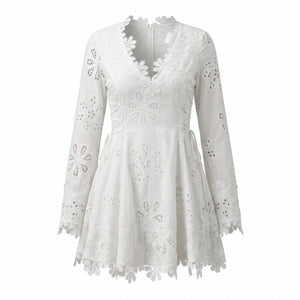 White Eyelet Lace Mini Dress WHD0606013