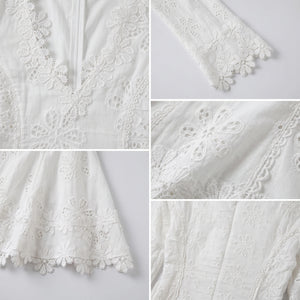 White Eyelet Lace Mini Dress WHD0606013