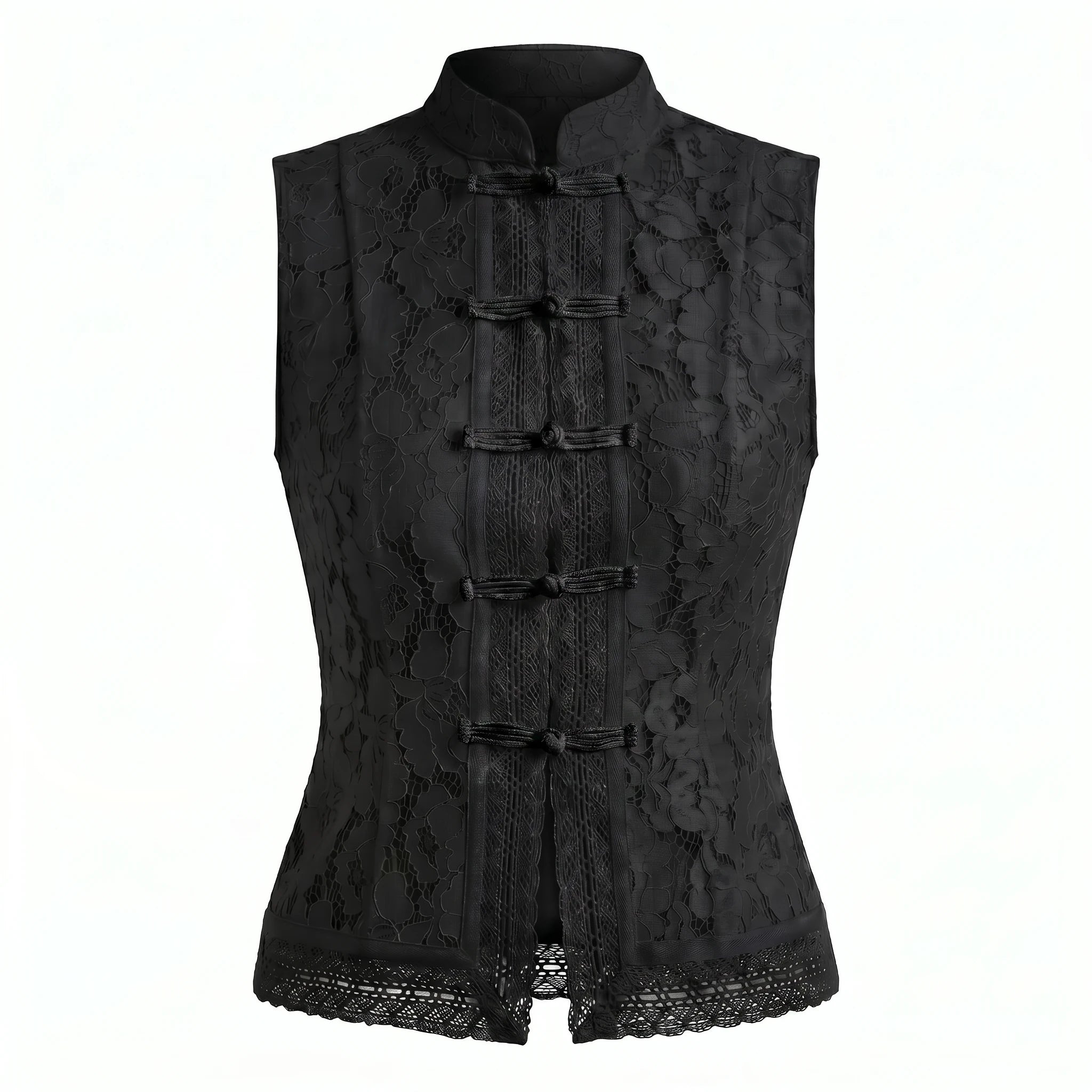 Lace Frog Closure Sleeveless Top WHD0606014