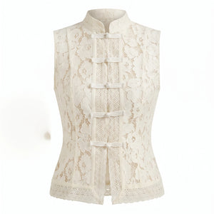 Lace Frog Closure Sleeveless Top WHD0606014