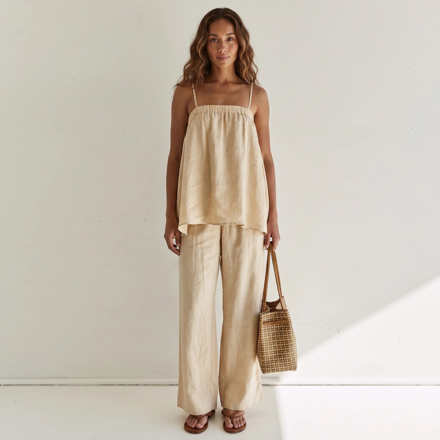 Linen-Look Cami Pants Set WHD0606015