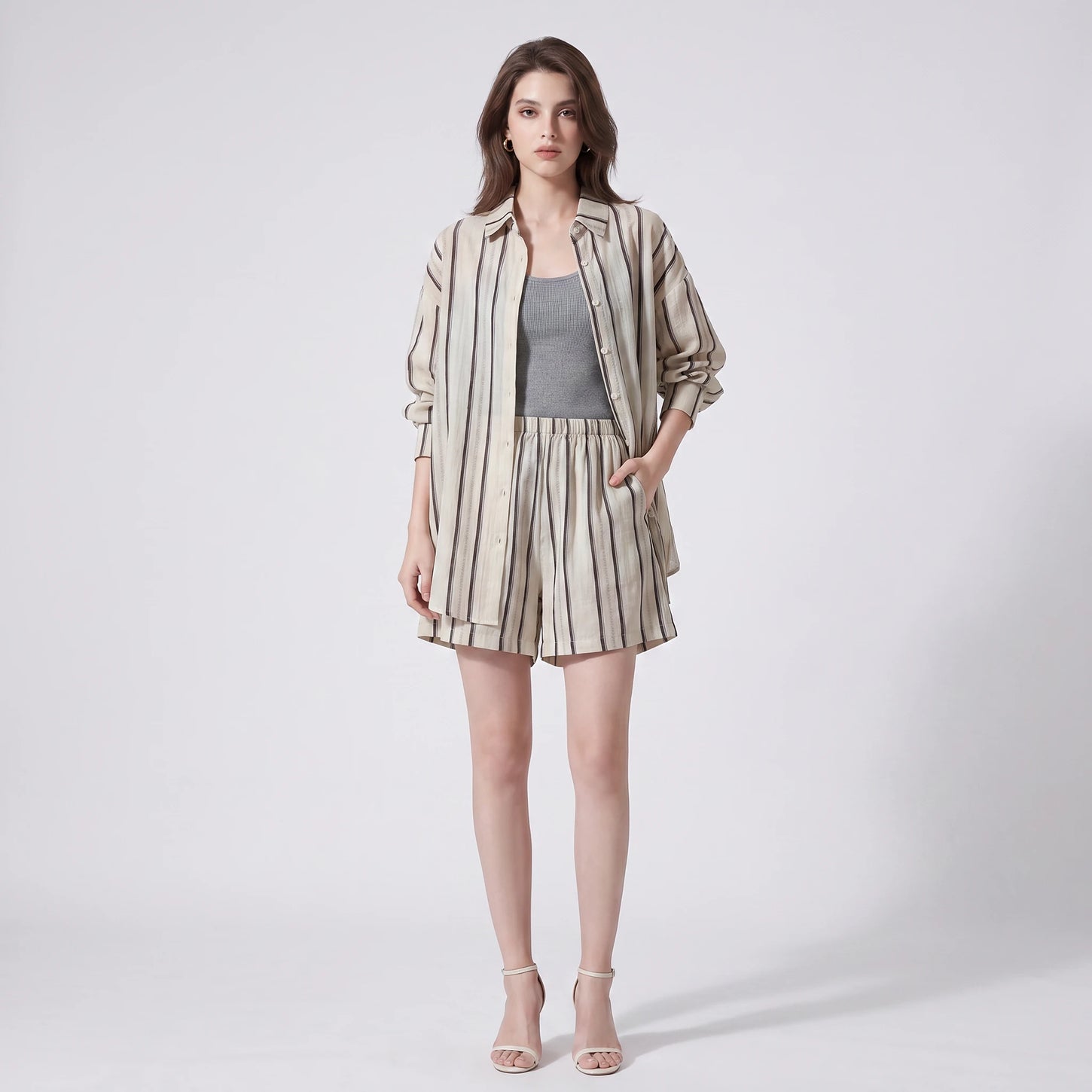 Striped Shirt Shorts Set WHD0606016