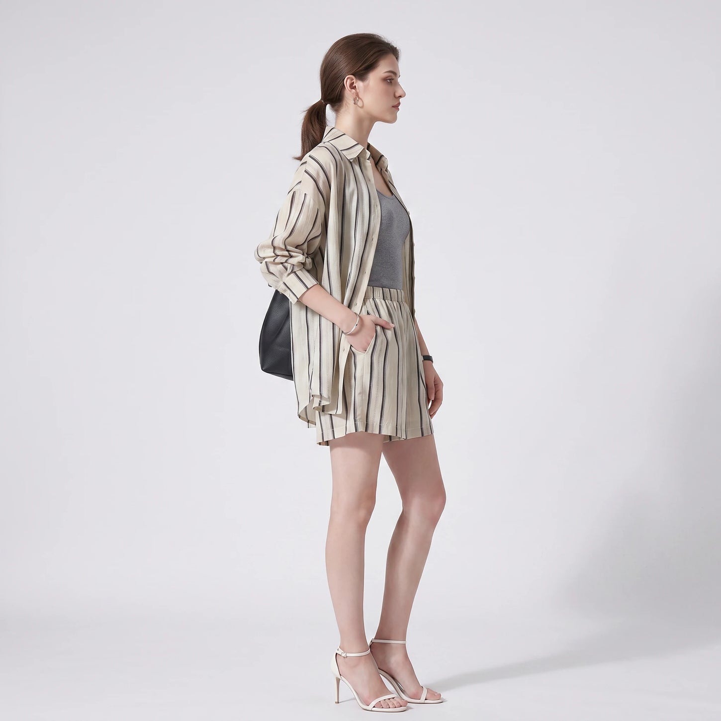 Striped Shirt Shorts Set WHD0606016