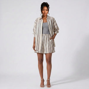 Striped Shirt Shorts Set WHD0606016