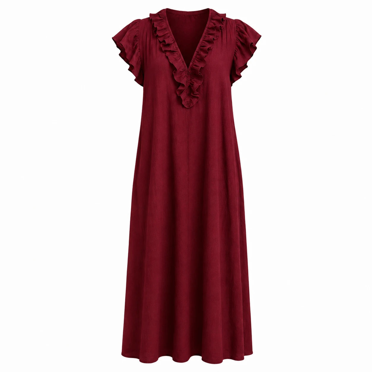 Ruffle V-Neck Maxi Dress WHD0606018