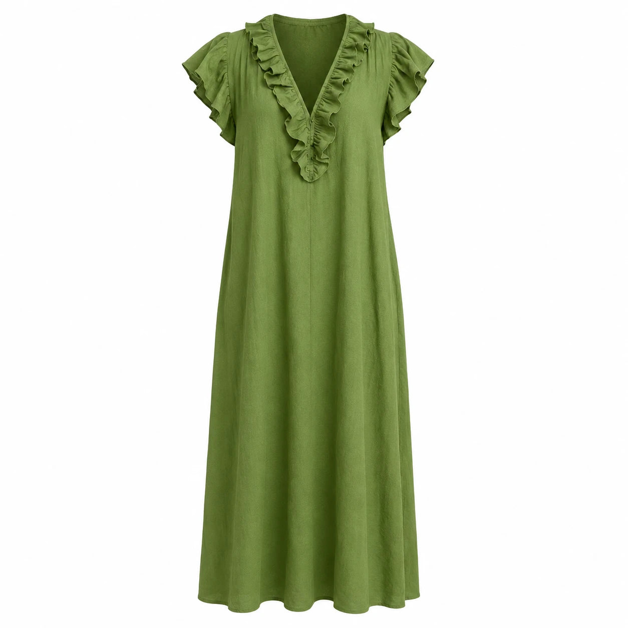 Ruffle V-Neck Maxi Dress WHD0606018