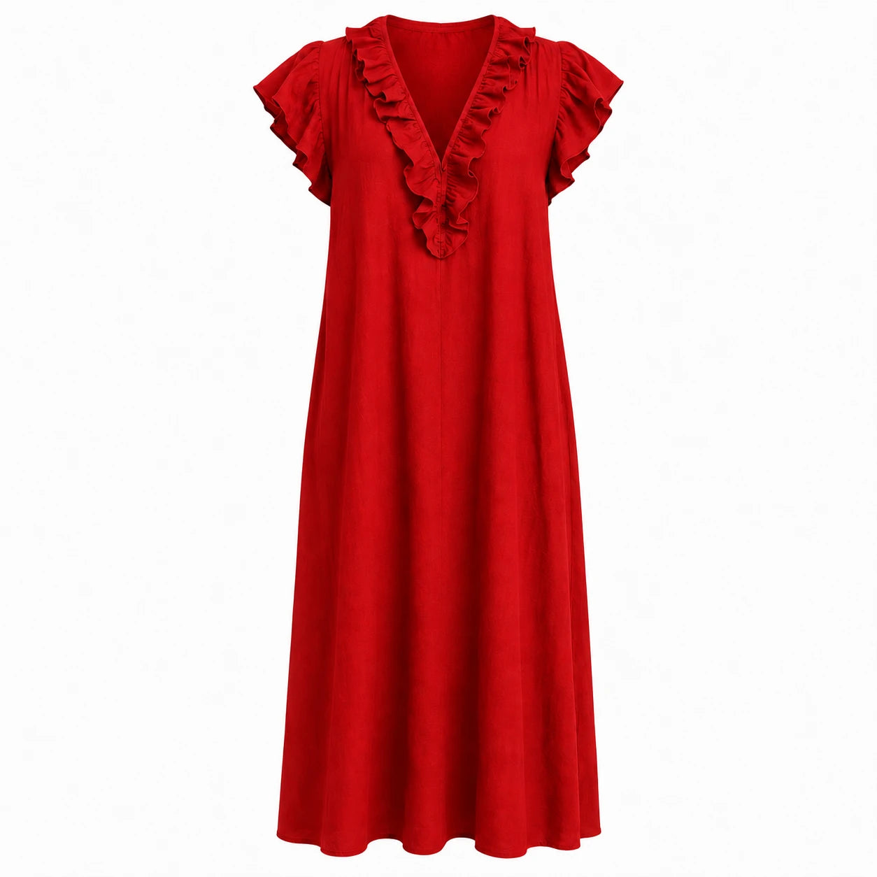 Ruffle V-Neck Maxi Dress WHD0606018