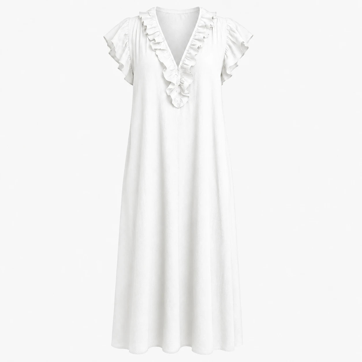 Ruffle V-Neck Maxi Dress WHD0606018