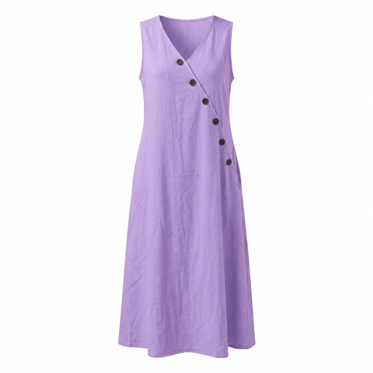 Asymmetric Button Maxi Dress WHD0606019