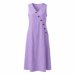 Asymmetric Button Maxi Dress WHD0606019