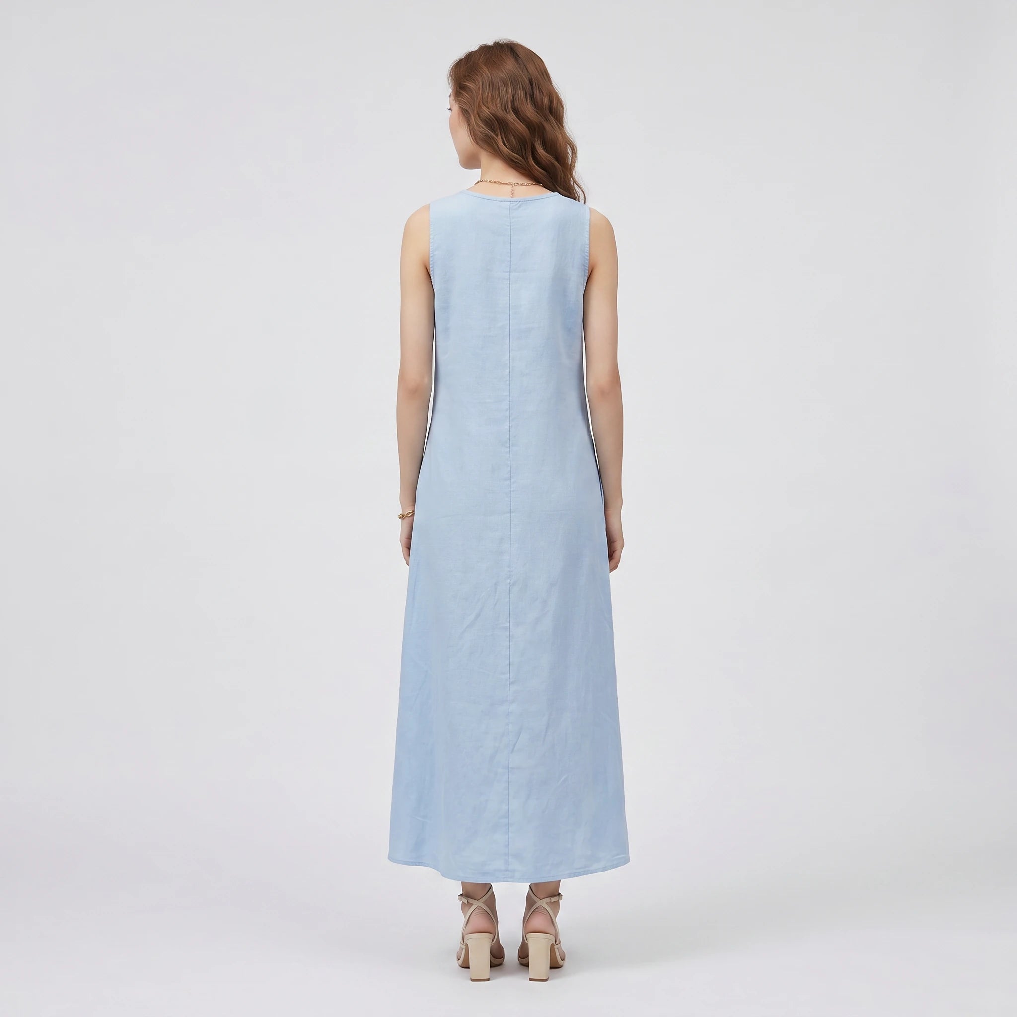 Asymmetric Button Maxi Dress WHD0606019