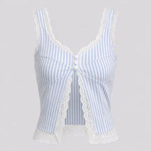 Striped Lace Trim Cami Top WHD0606020