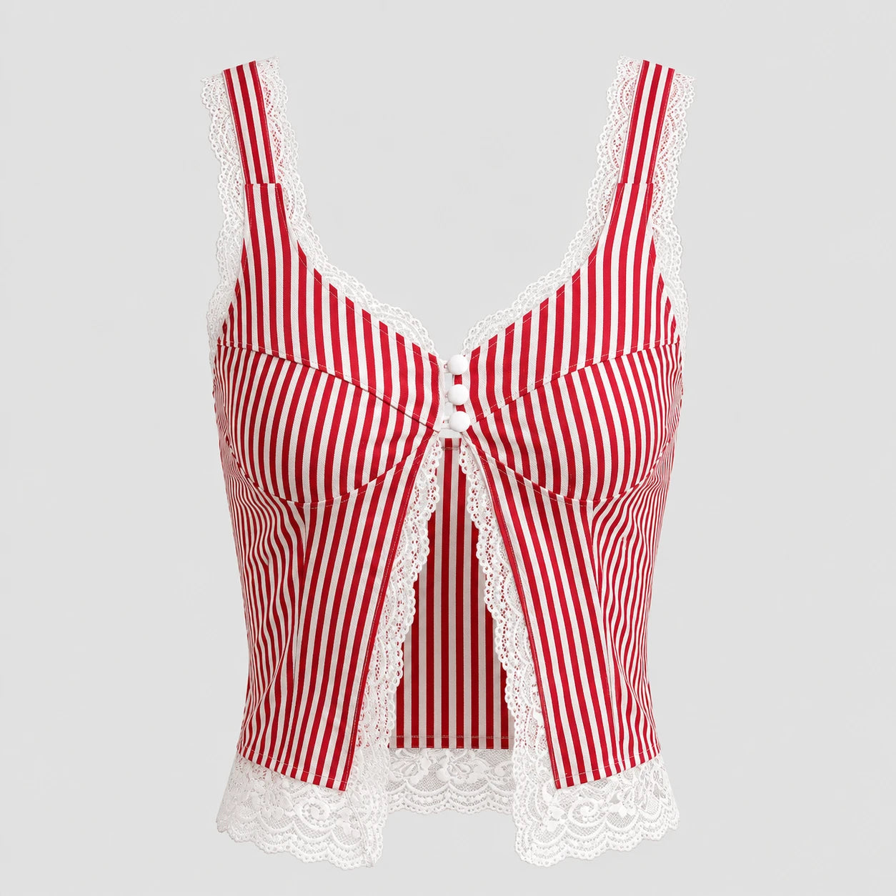 Striped Lace Trim Cami Top WHD0606020