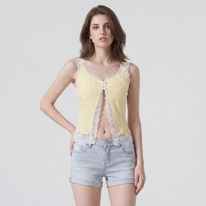 Striped Lace Trim Cami Top WHD0606020
