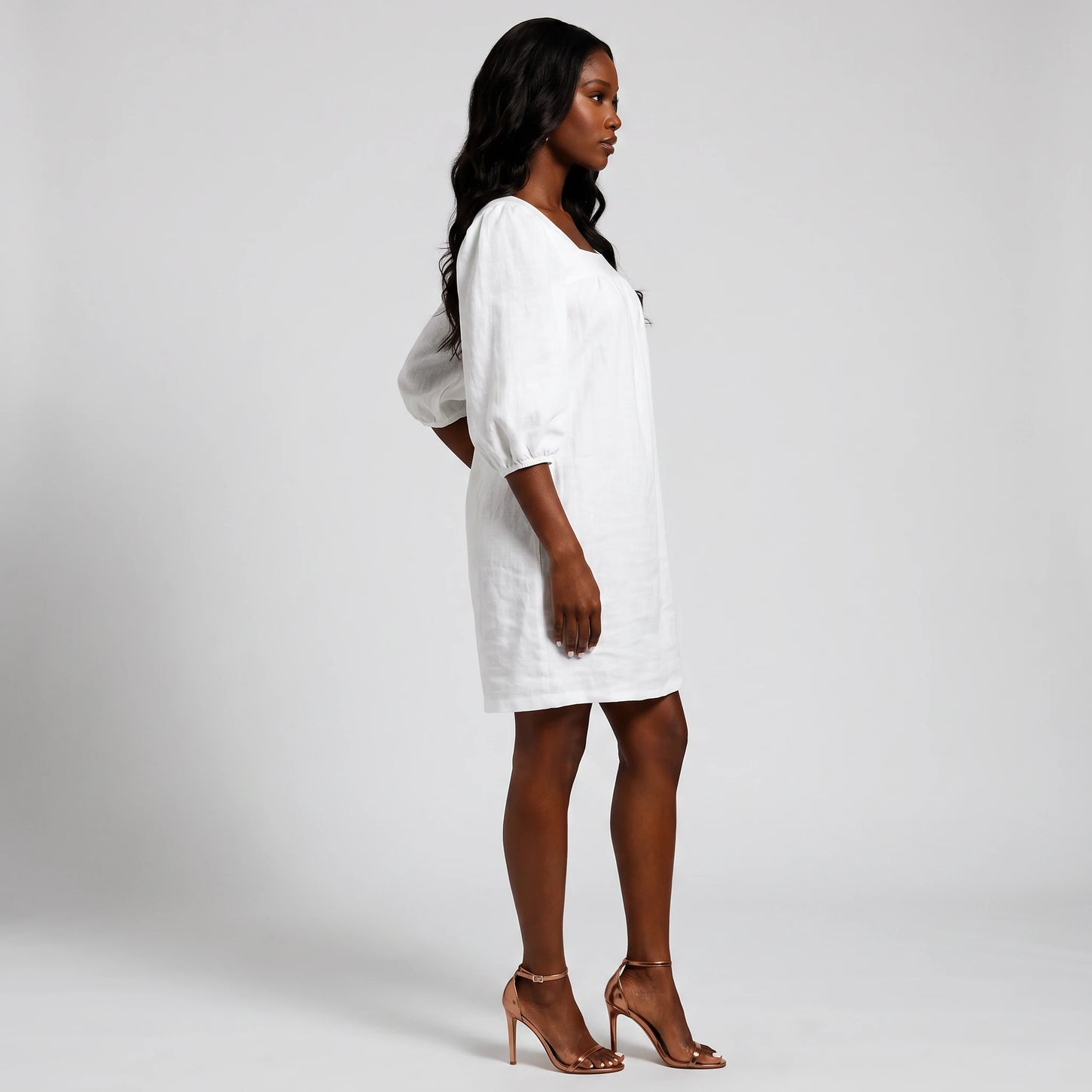 White Puff Sleeve Mini Dress WHD0606025
