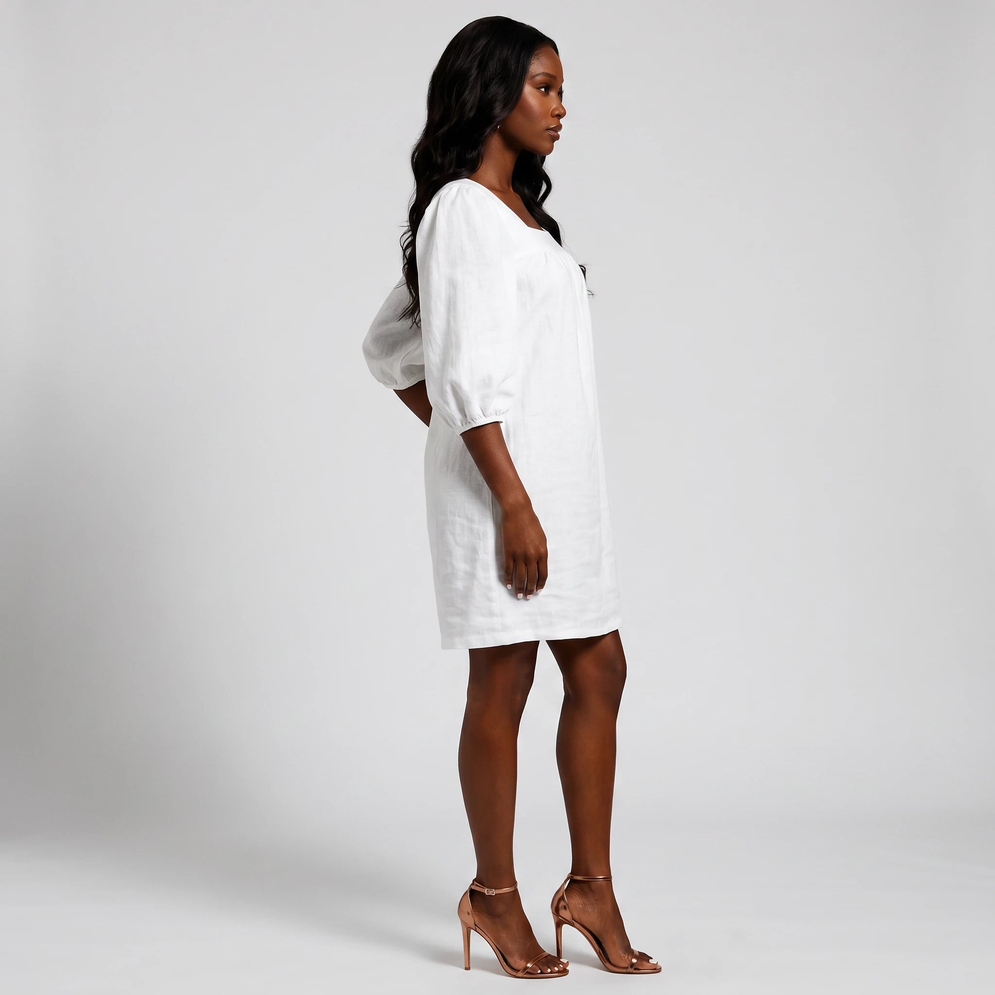 White Puff Sleeve Mini Dress WHD0606025
