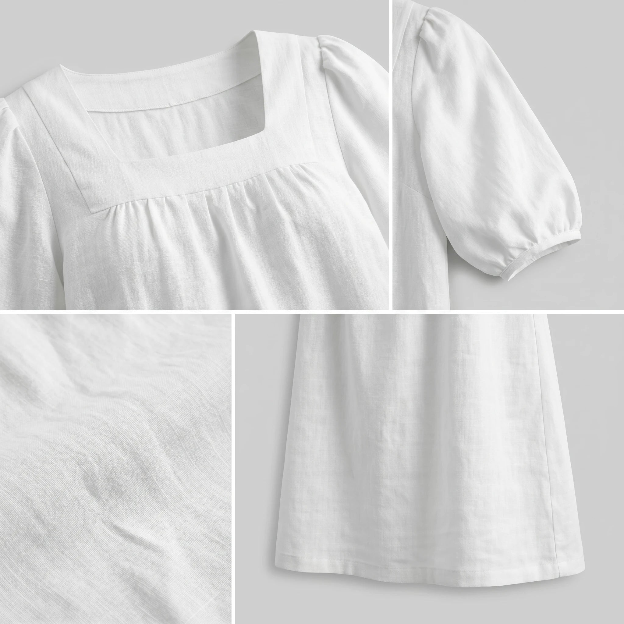 White Puff Sleeve Mini Dress WHD0606025