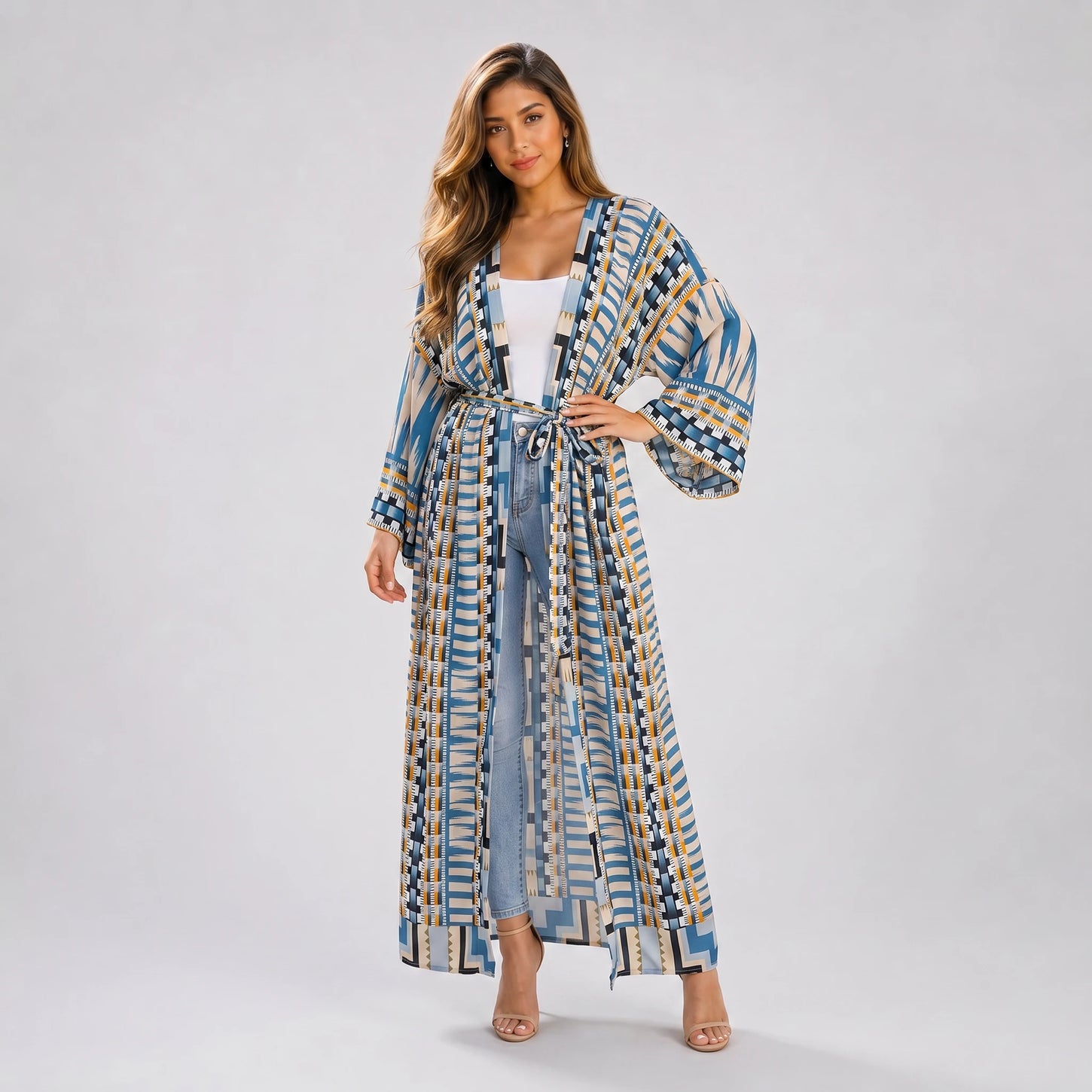 Printed Belted Kimono Cover-Up WHD0606028