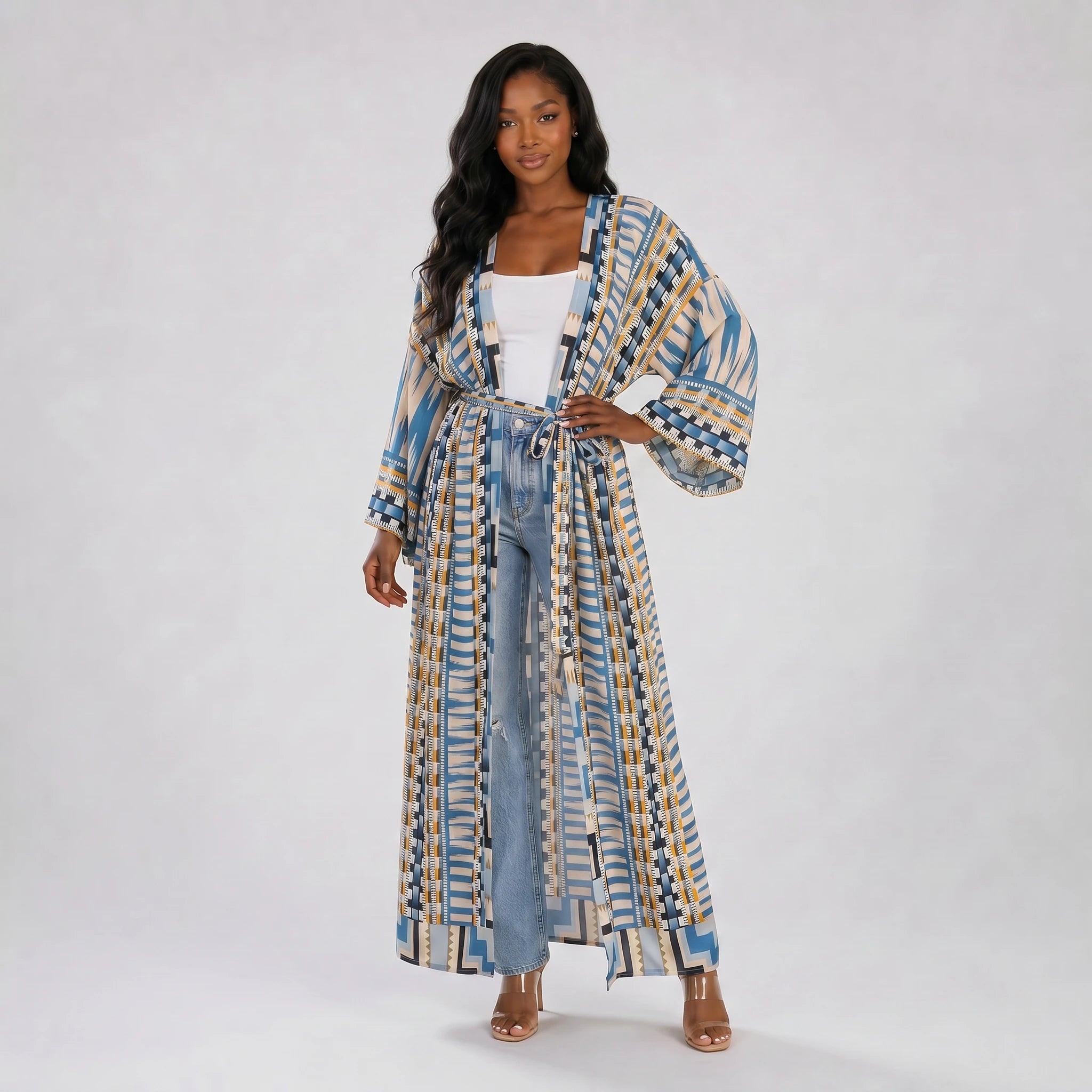 Printed Belted Kimono Cover-Up WHD0606028