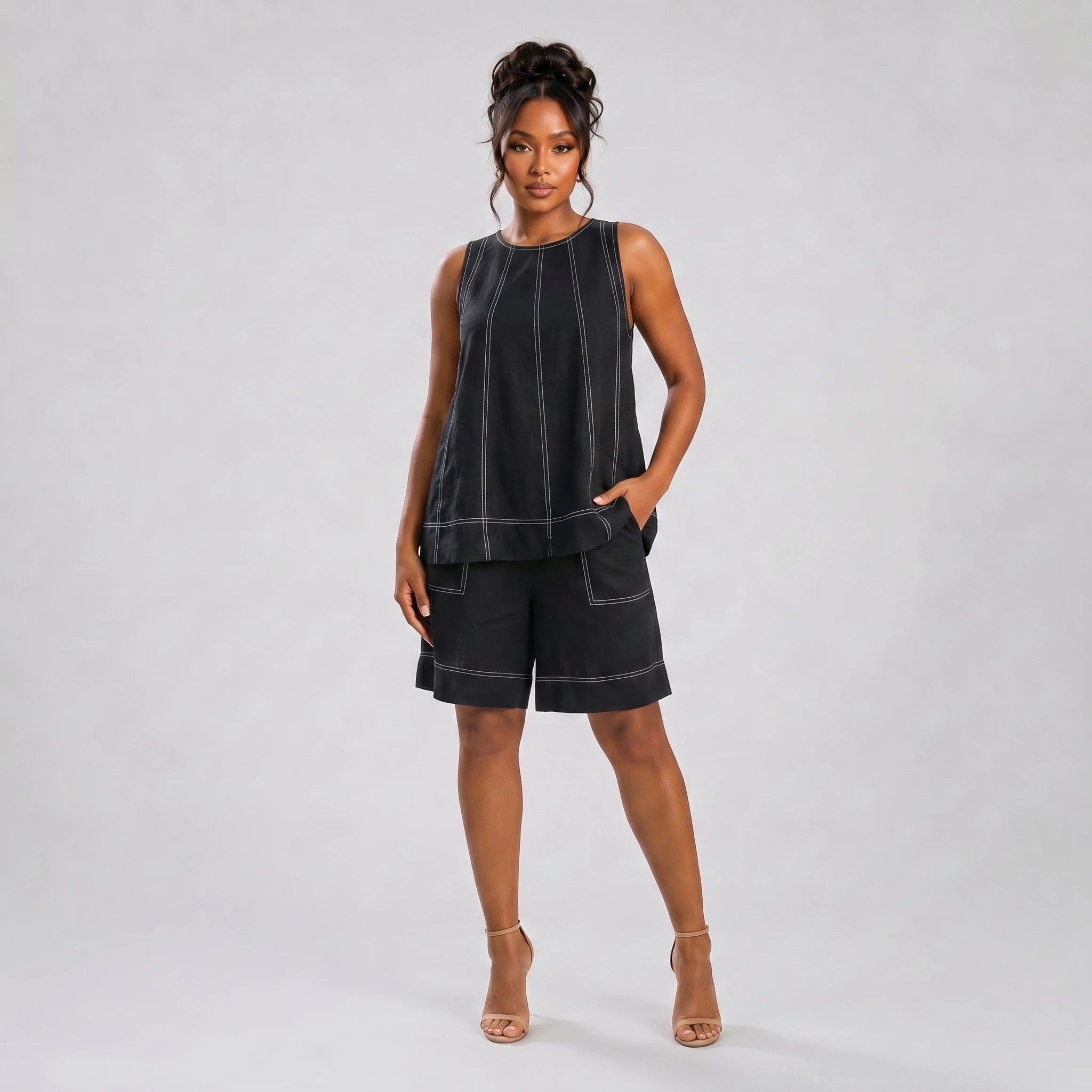Contrast Stitch Short Set WHD0606029