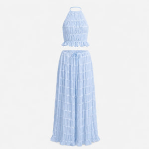 Ruffle Halter Wide Leg Set WHD0606030