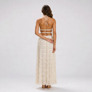 Ruffle Halter Wide Leg Set WHD0606030