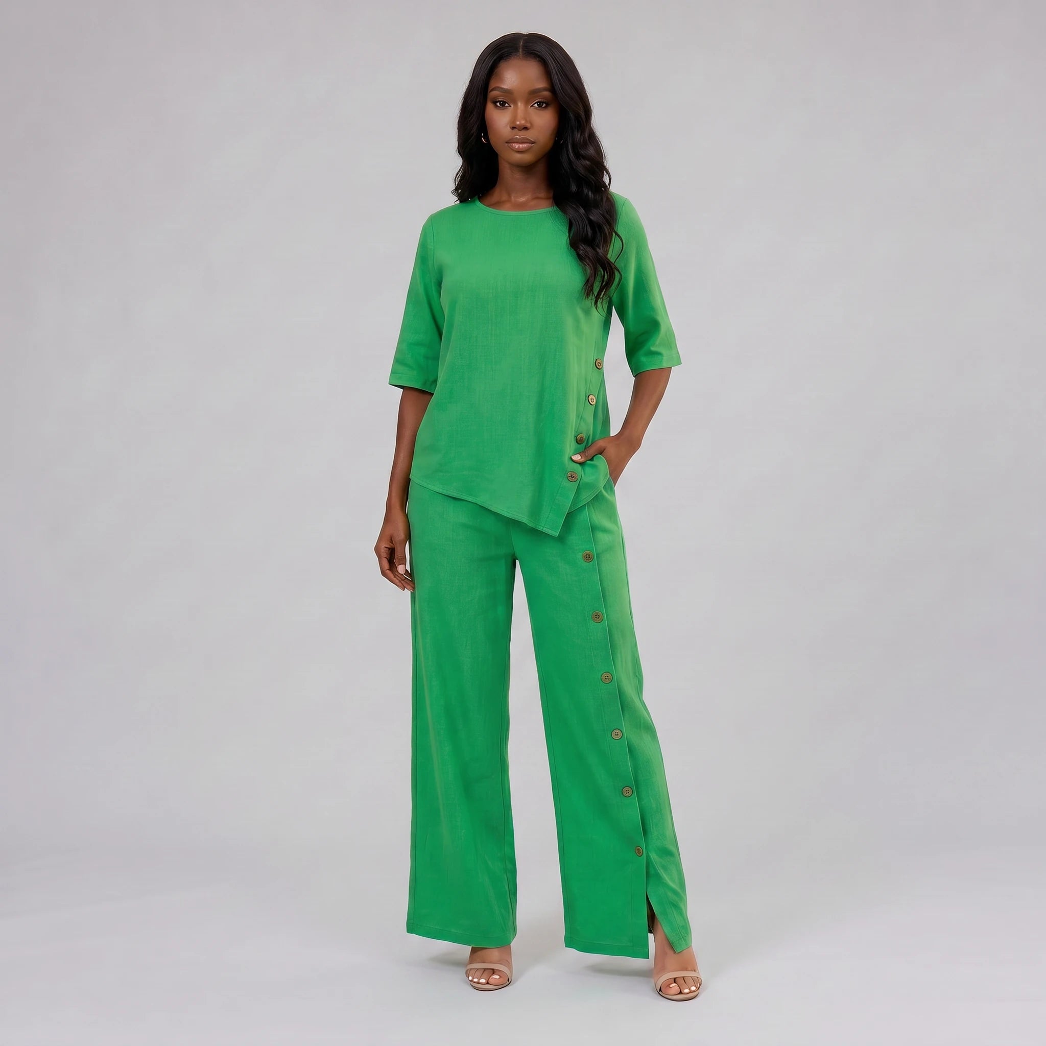 Side Button Wide Leg Set WHD0606031
