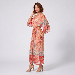 Floral Tie Waist Kimono Cover-Up WHD0606033