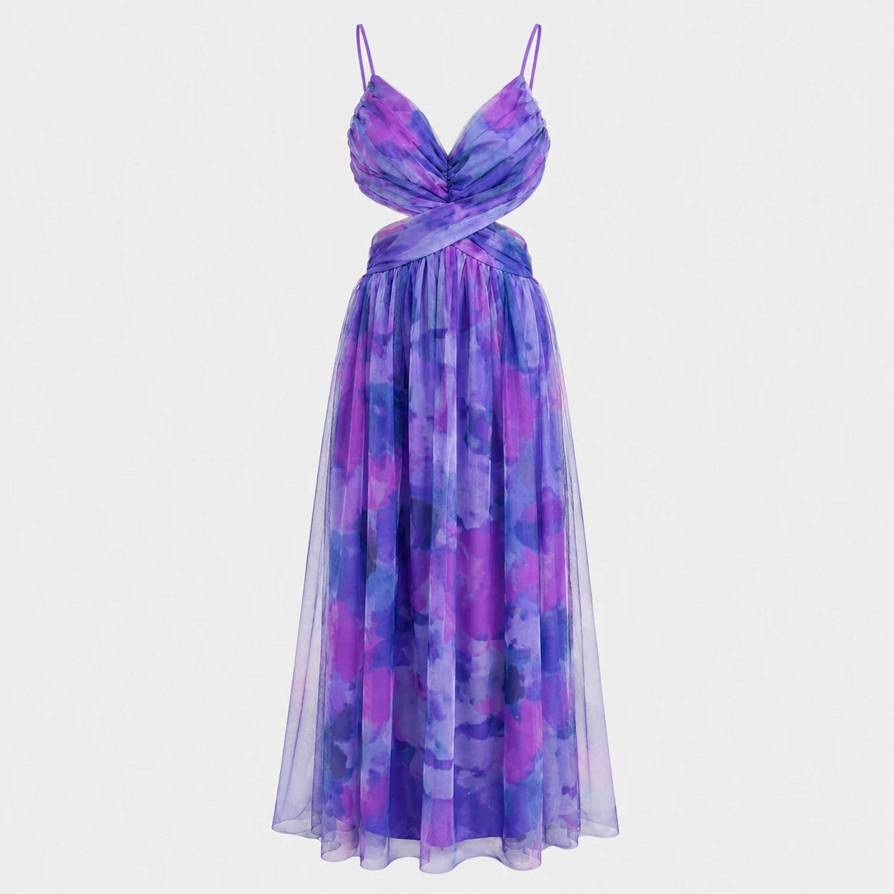 Watercolor Cutout Maxi Dress WHD0606036