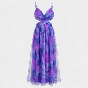 Watercolor Cutout Maxi Dress WHD0606036