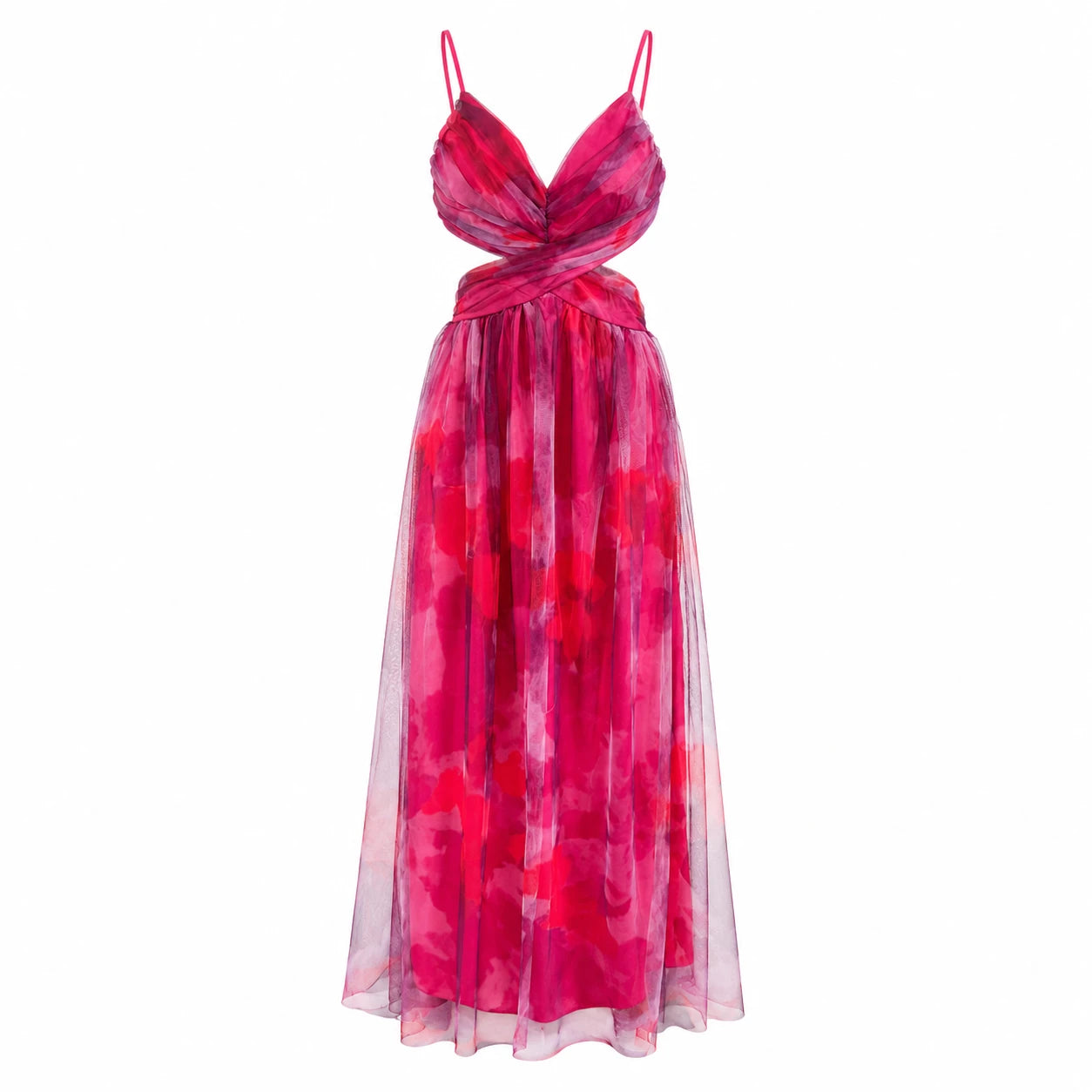Watercolor Cutout Maxi Dress WHD0606036